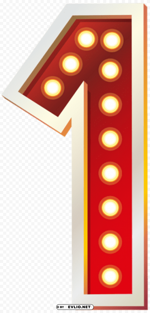 red number one with lights ClearCut Background PNG Isolation