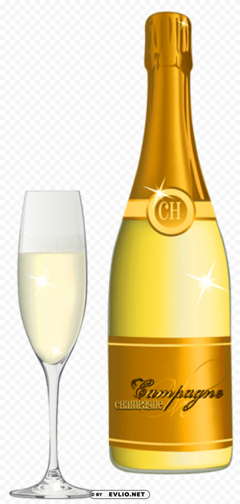 champagne and glass vector Isolated Artwork in HighResolution Transparent PNG