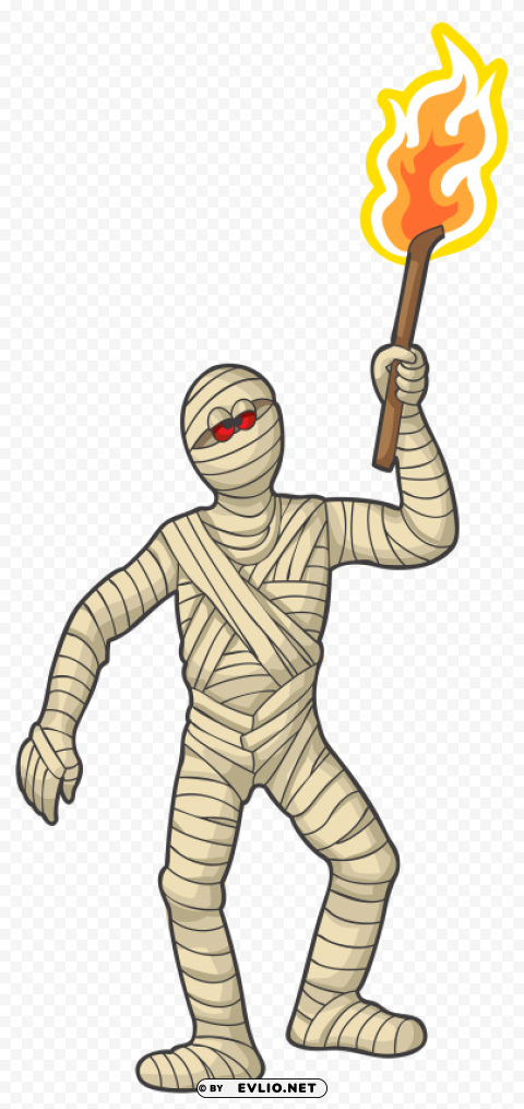 mummy with torch Isolated Design Element on PNG