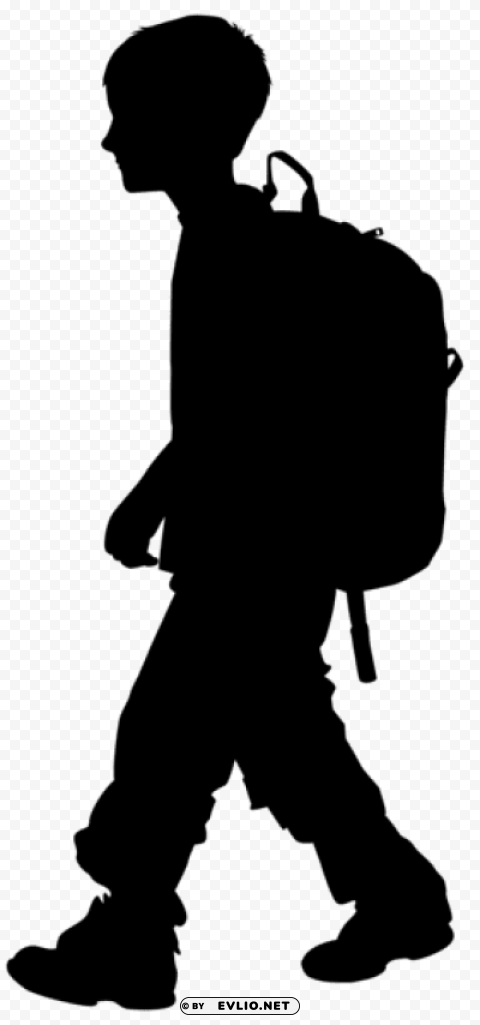 boy with backpack silhouette PNG graphics with transparency