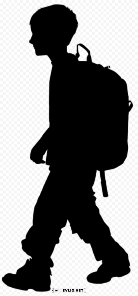 Transparent boy with backpack silhouette PNG graphics with transparency PNG Image - ID e27926ba