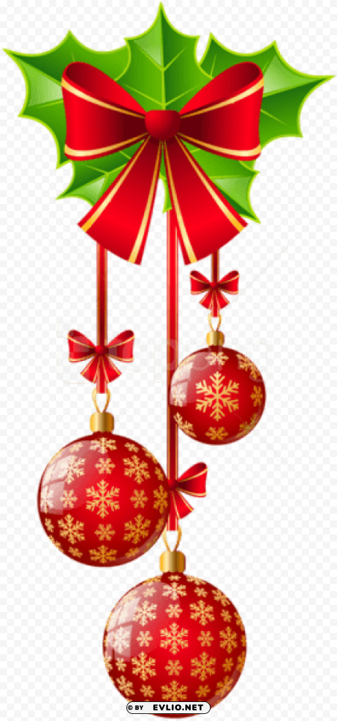 free christmas red ornaments with bow - christmas decorations clipart PNG Graphic with Transparent Background Isolation