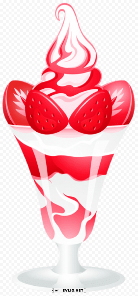 ice cream sundae with strawberries t Isolated Item with Clear Background PNG