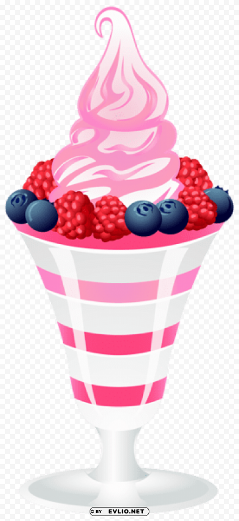 Ice Cream Sundae With Raspberries And Blackberries T Isolated Item On Transparent PNG