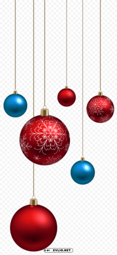 red and blue christmas balls PNG for educational projects