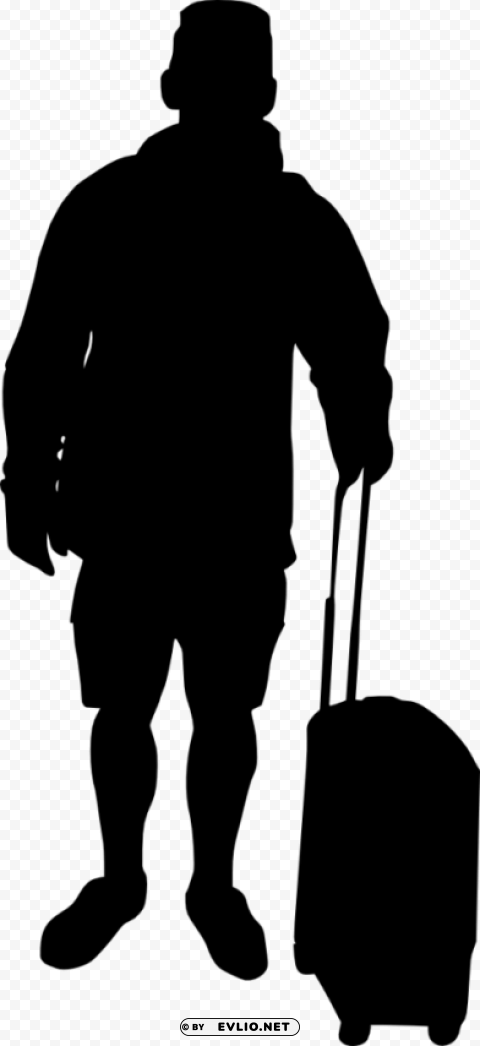 People with Luggage Silhouette Transparent PNG Isolated Element