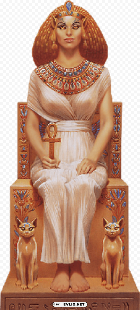 Transparent PNG image Of Ancient Egyptian Bastet Statue of a Seated Woman with Cats CleanCut Background Isolated PNG Graphic - Image ID c3269c58