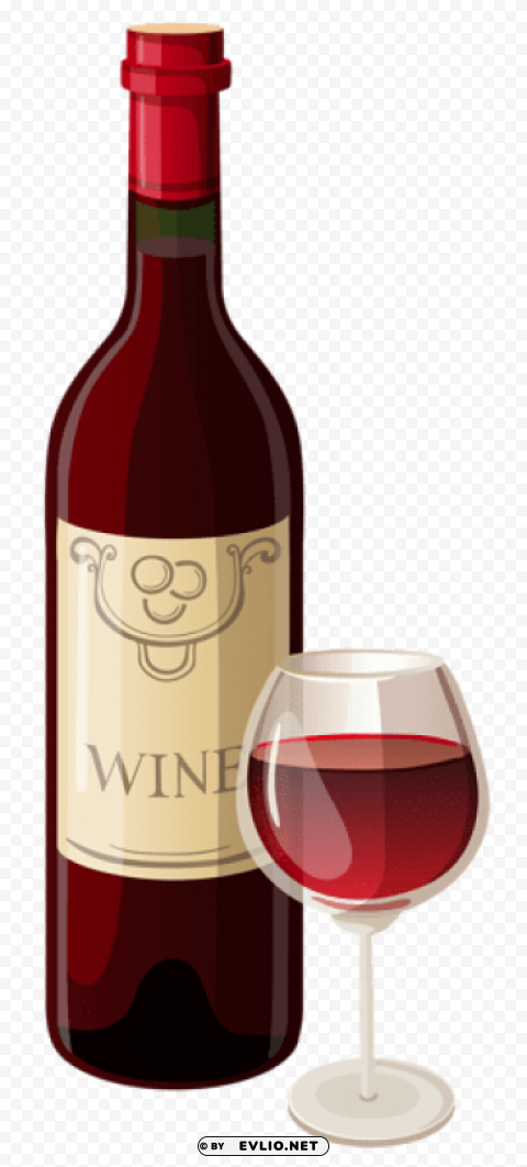 wine bottle and glass vector Transparent picture PNG