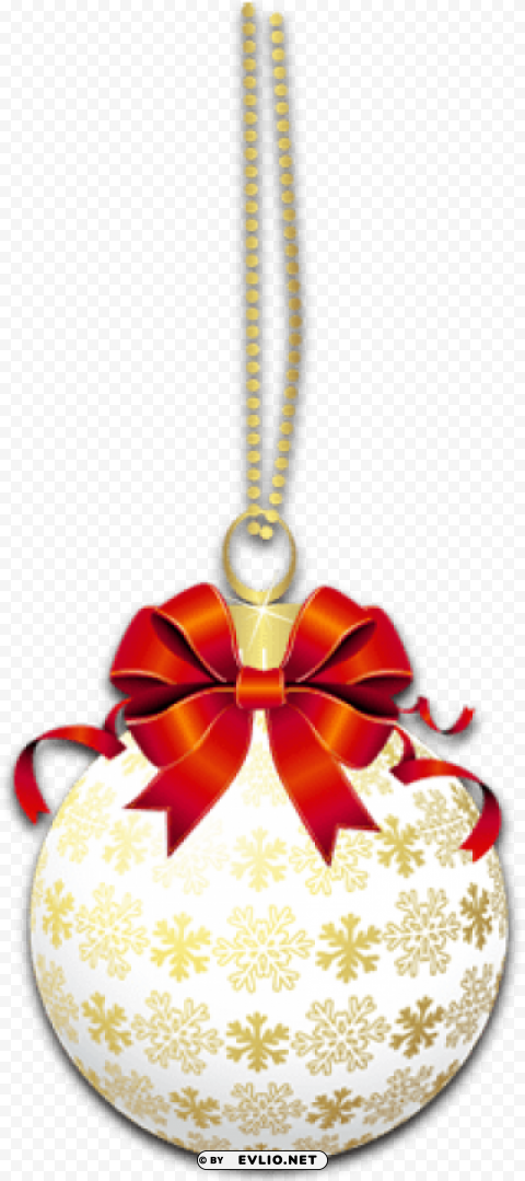 white transparent christmas ball with red bow PNG Image with Clear Background Isolation