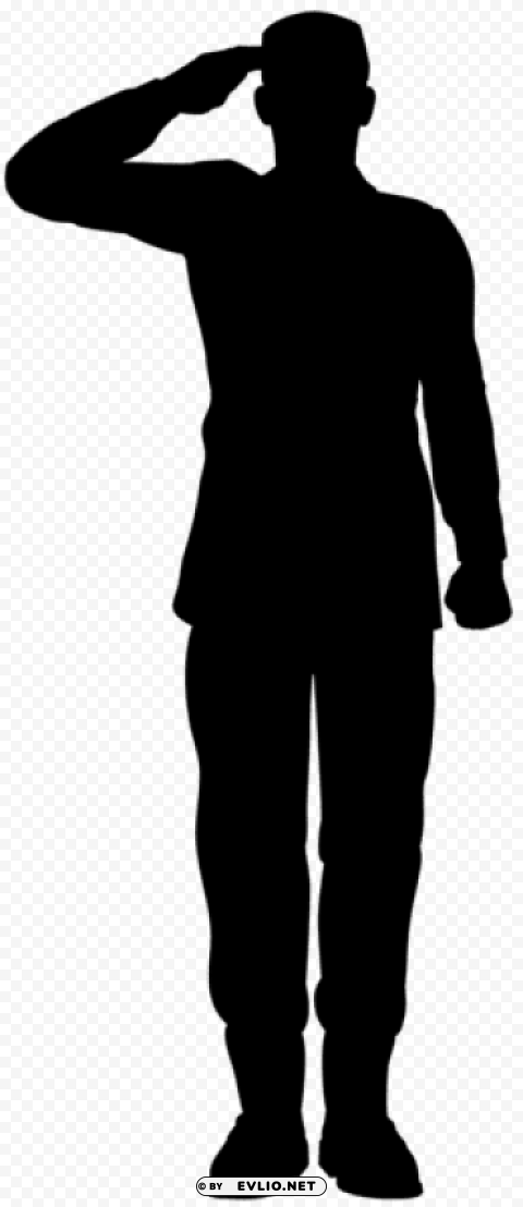 army soldier saluting silhouette HighQuality Transparent PNG Isolated Artwork