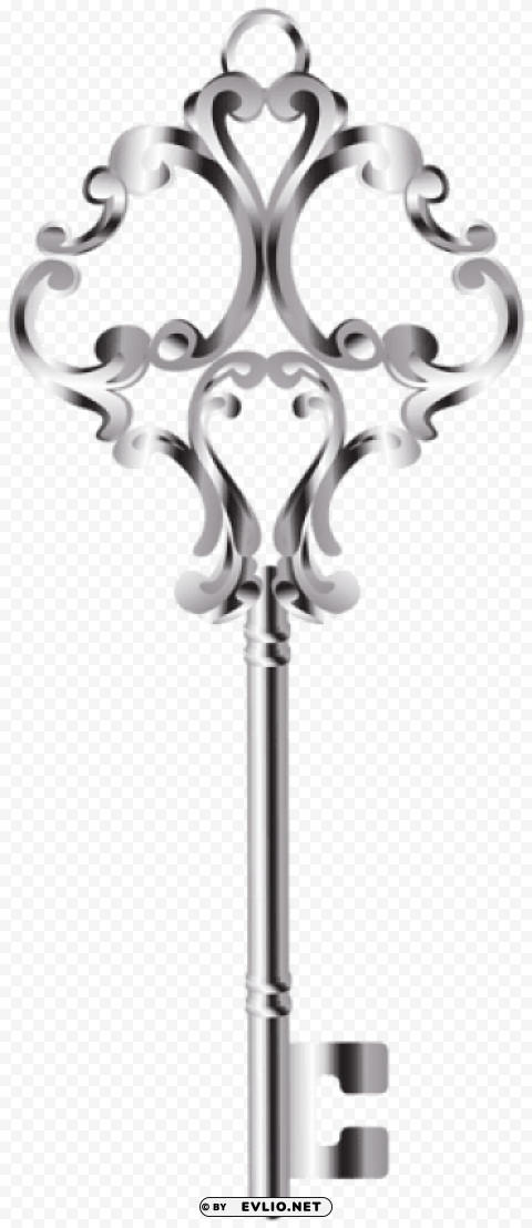 silver key HighQuality PNG with Transparent Isolation