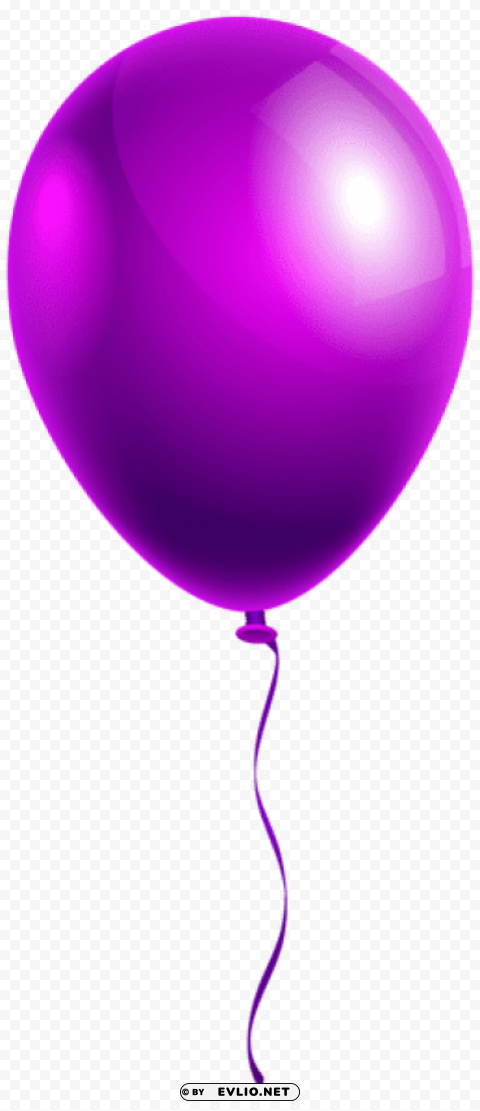 single purple balloon PNG with clear overlay