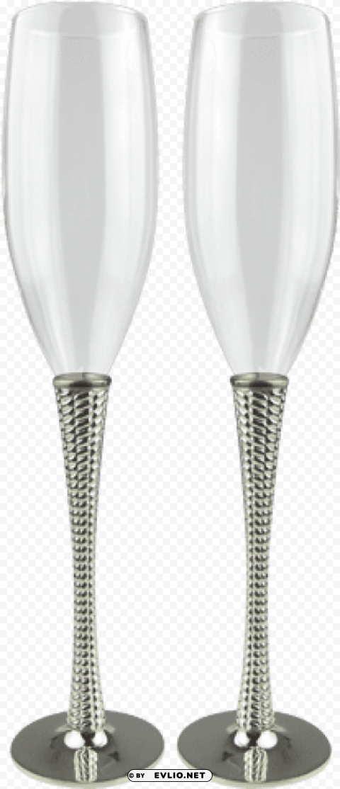 silver champagne glass Transparent PNG Isolated Object