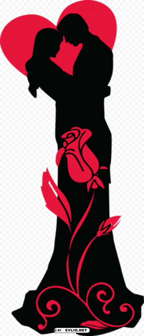  Loving Couple Silhouettes With Red Heart And Rose Free PNG Images With Transparent Layers Compilation