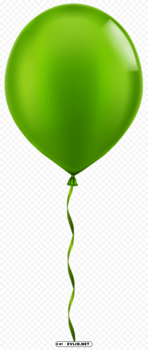 single green balloon PNG with transparent backdrop
