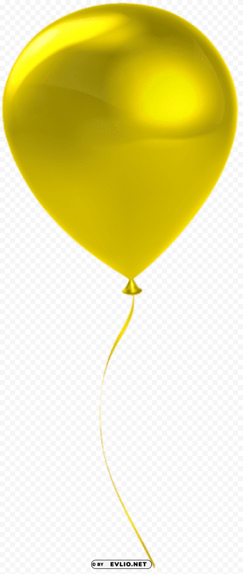 Single Yrllow Balloon Transparent Background PNG Stock