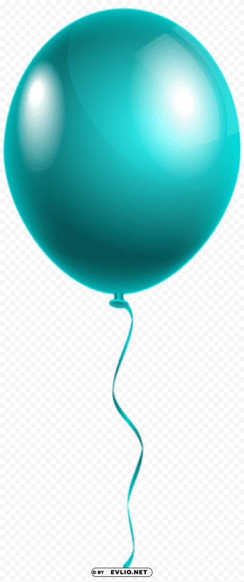 single modern blue balloon PNG with clear transparency