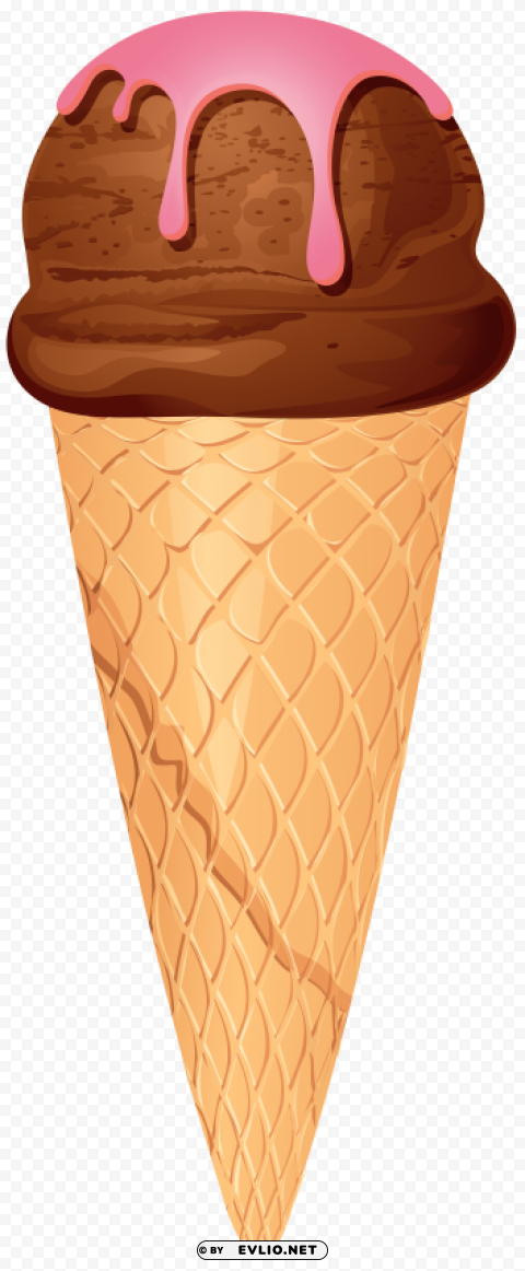 chocolate ice cream cone Transparent Background Isolated PNG Character