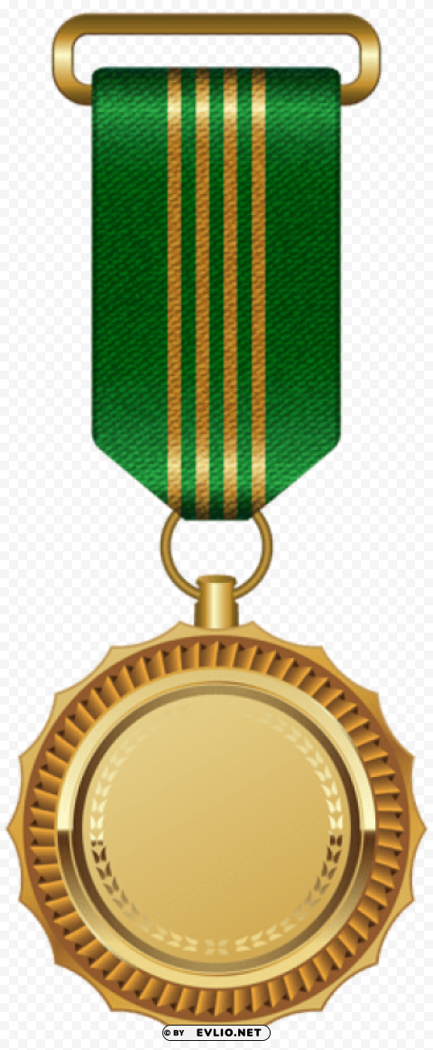 gold medal with green ribbon PNG with alpha channel for download clipart png photo - 3d1f0667