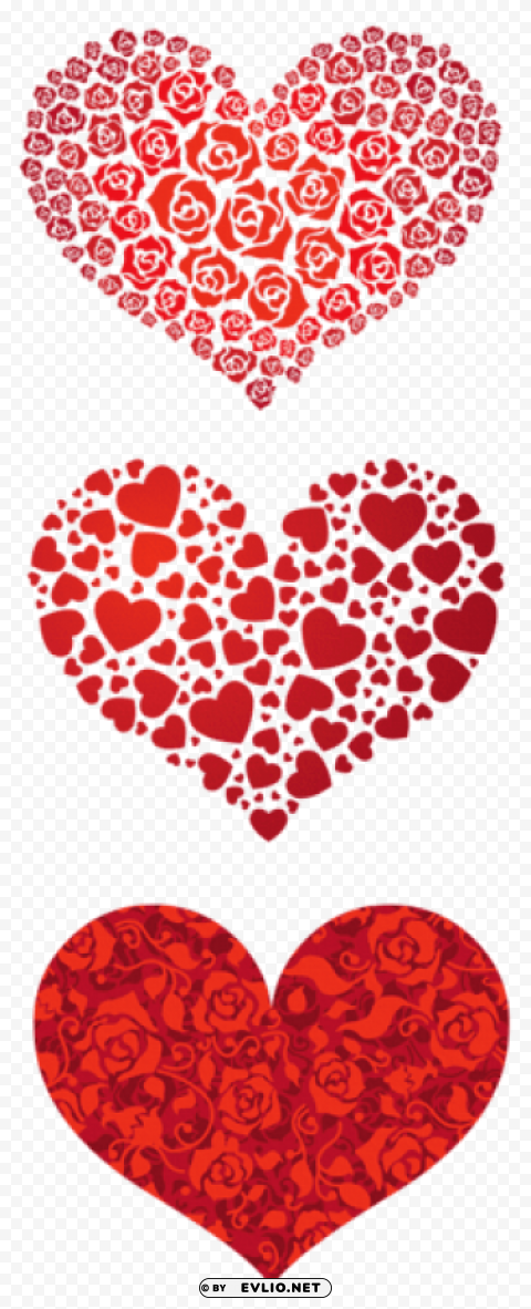 red hearts graphics Isolated Object on Transparent Background in PNG