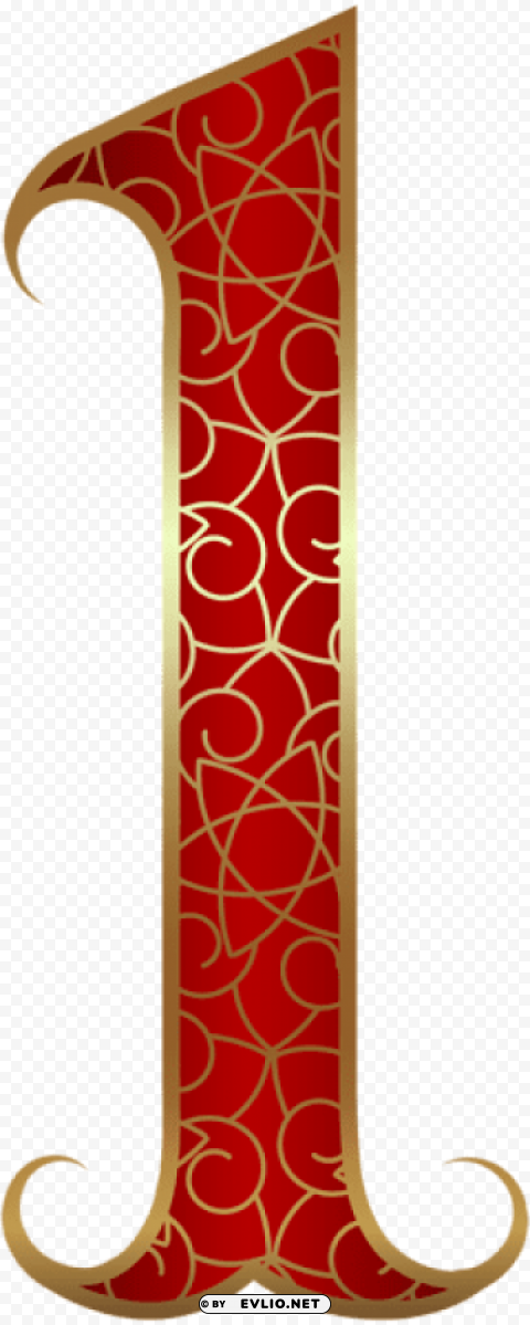 gold red number one Clear Background PNG Isolated Element Detail