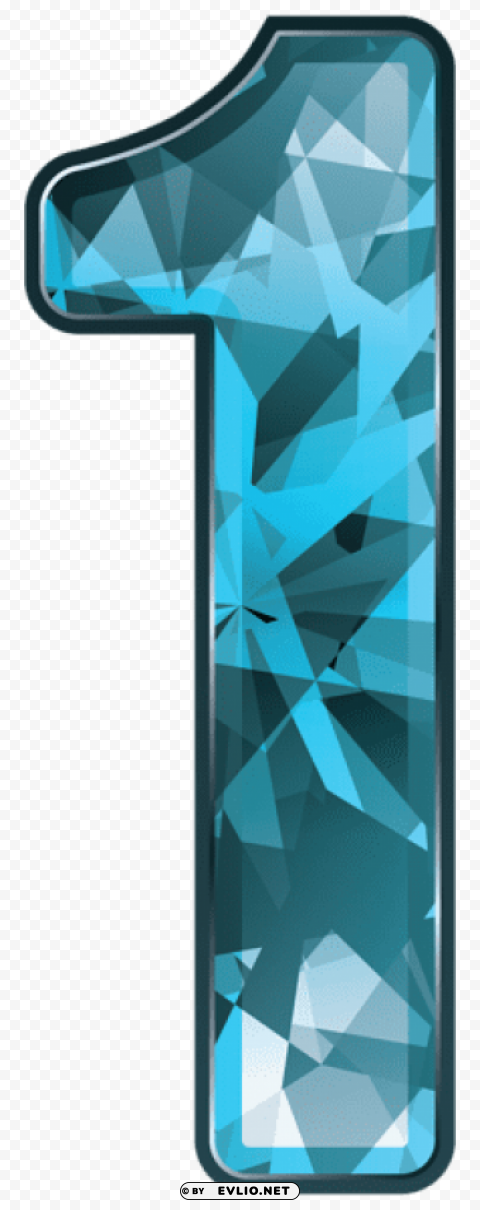 blue crystal number one PNG with clear transparency