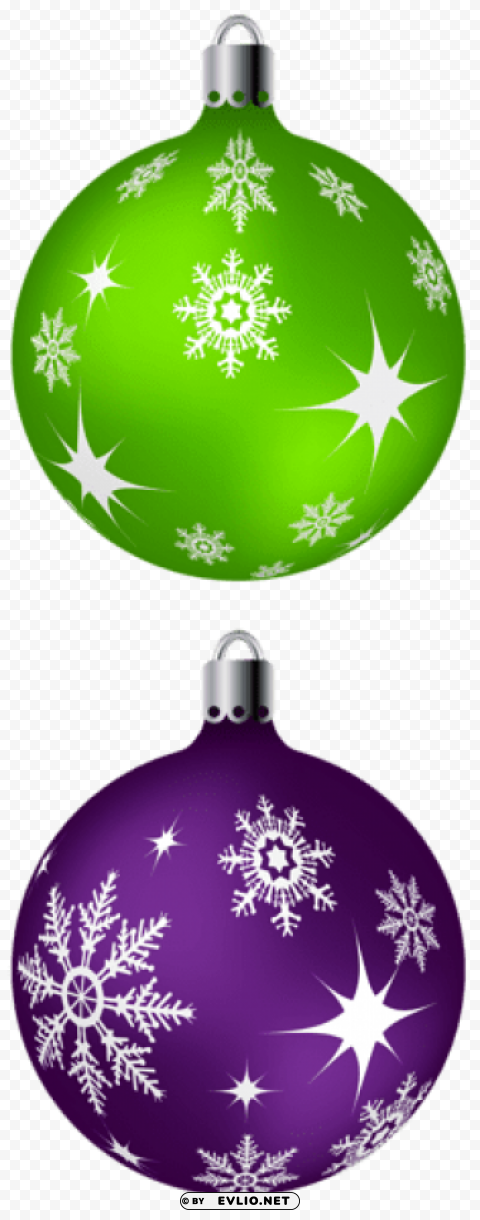 green and purple christmas ballspicture High-definition transparent PNG