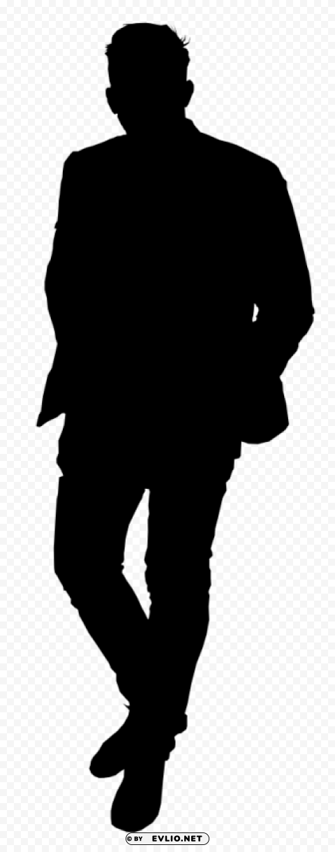 Man Standing Silhouette PNG Graphic Isolated On Clear Background Detail