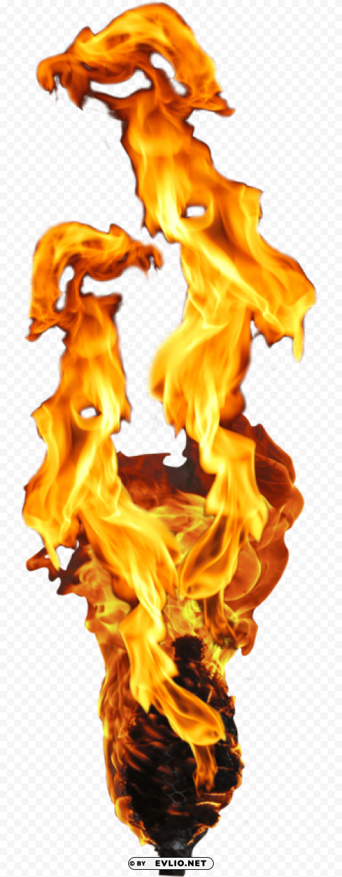 flame fire on a torch ClearCut Background PNG Isolated Element