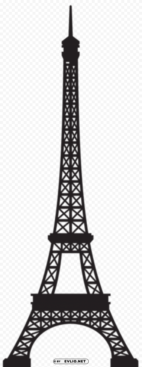 Eiffel Tower Silhouette Isolated Item In Transparent PNG Format