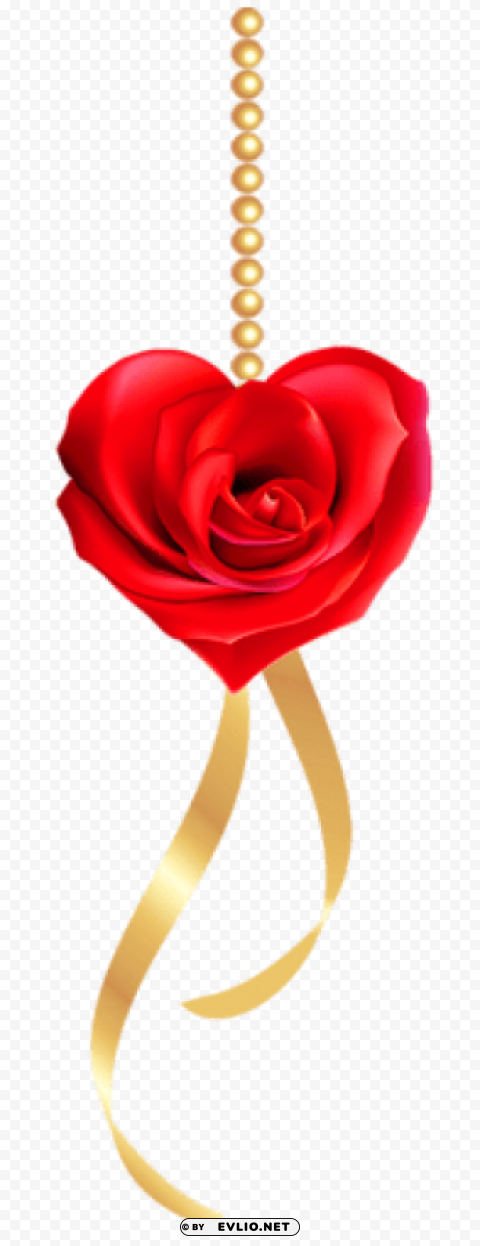 rose heart with pearls and gold bow Isolated Item on HighResolution Transparent PNG