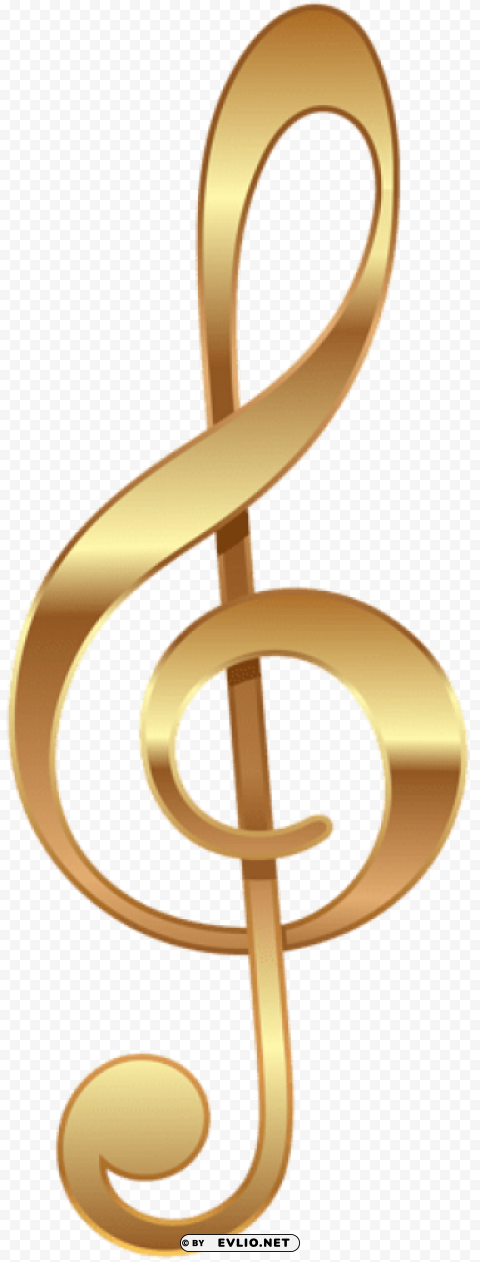 gold treble clef Transparent Background Isolated PNG Figure