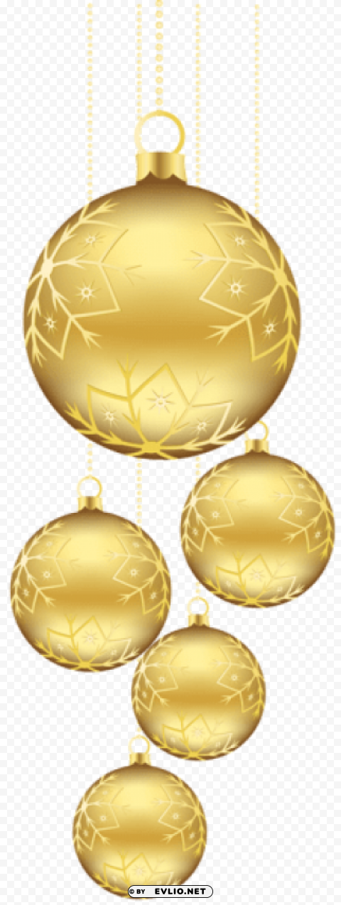 christmas golden balls ornaments PNG for online use