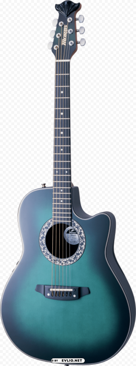 Blue Electric Guitar Transparent Background PNG Isolated Art