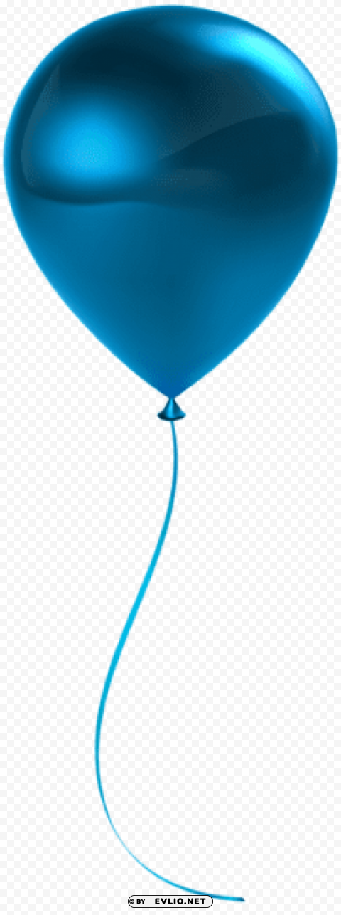 single blue balloon Transparent Background PNG Isolated Icon