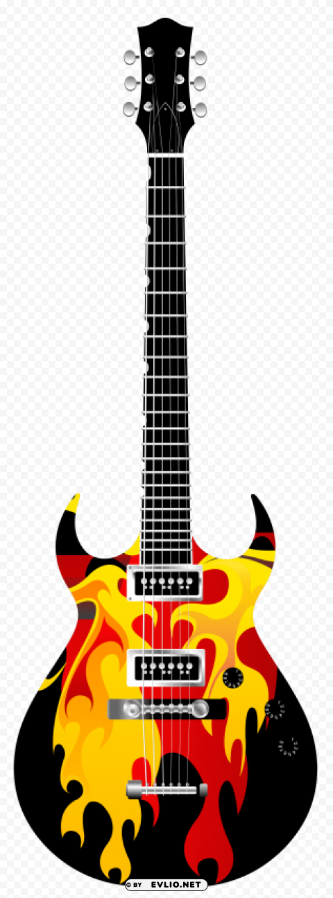 flame electric guitar Isolated Item on Transparent PNG Format