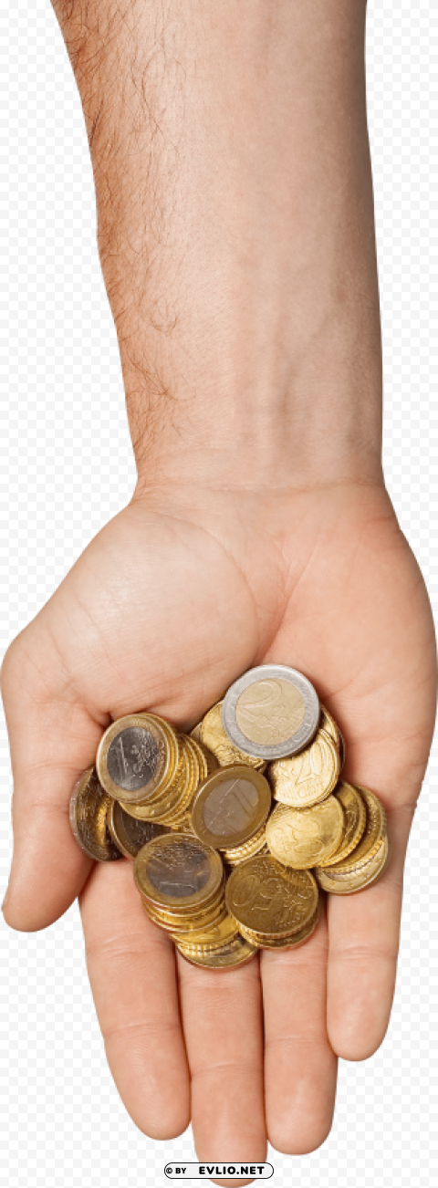 gold coins on hand Clear PNG images free download