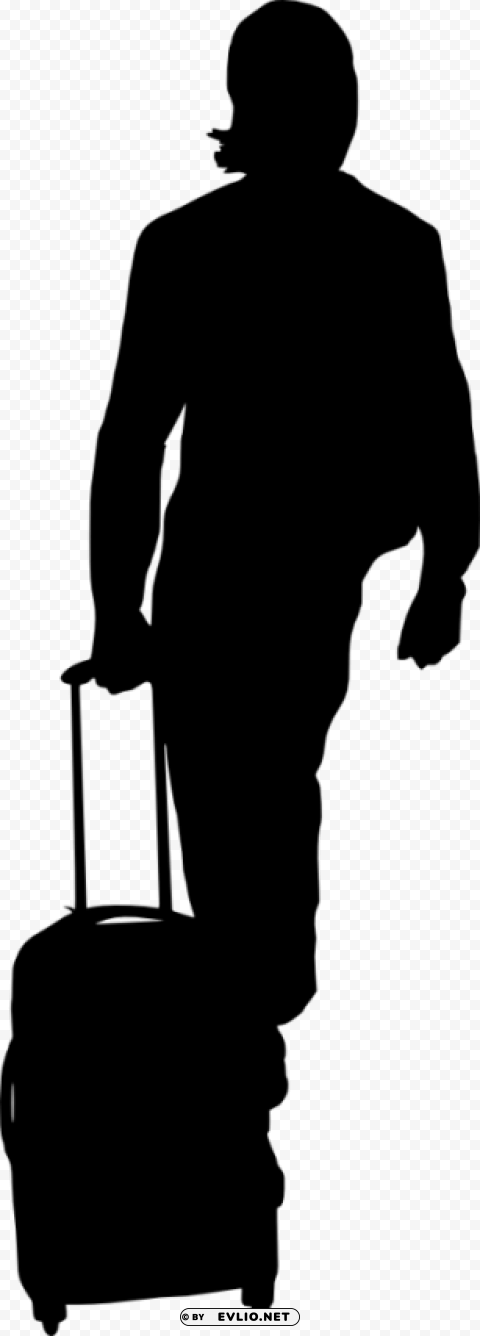 People with Luggage Silhouette Transparent PNG Isolated Element with Clarity