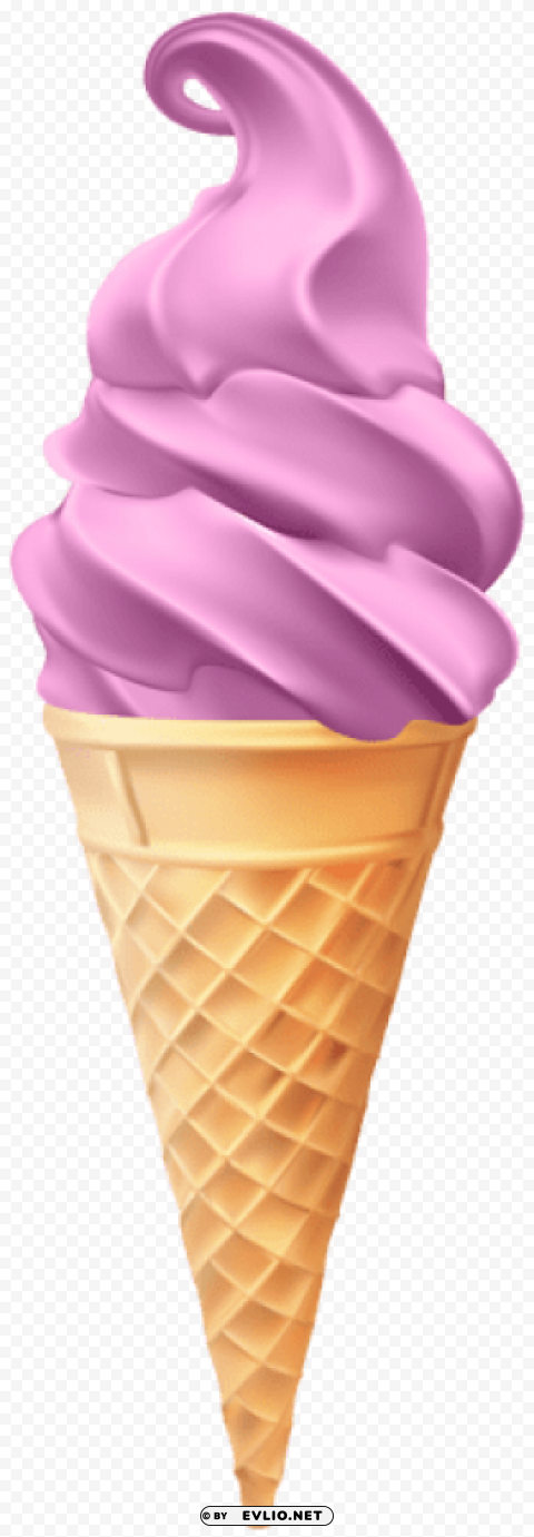 Ice Cream Cone Pink Transparent Background PNG Isolated Element