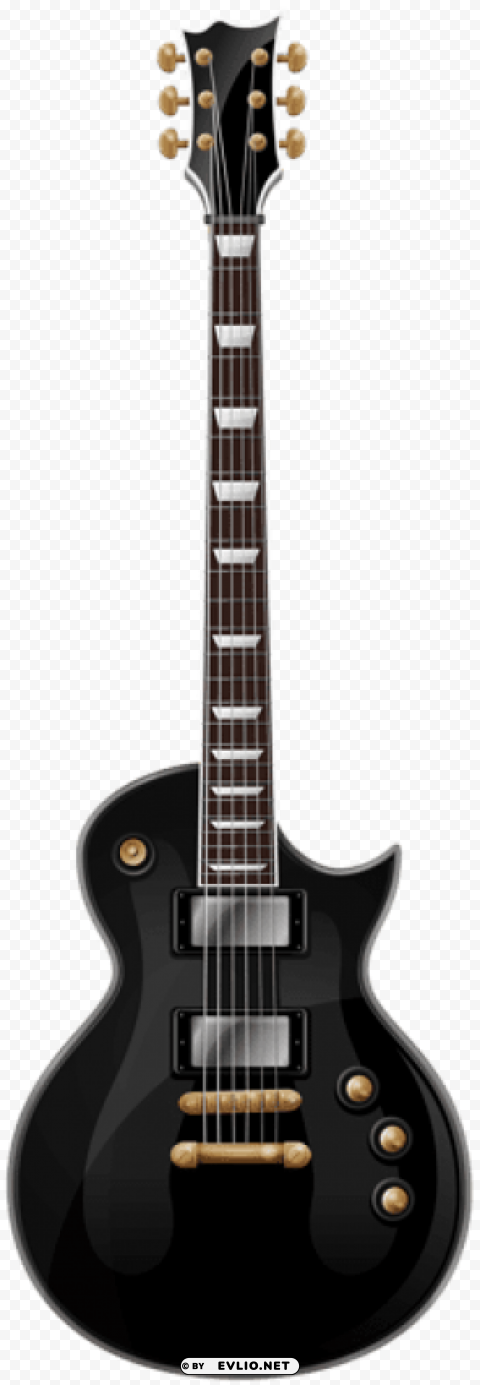 Black Guitar Alpha Channel Transparent PNG