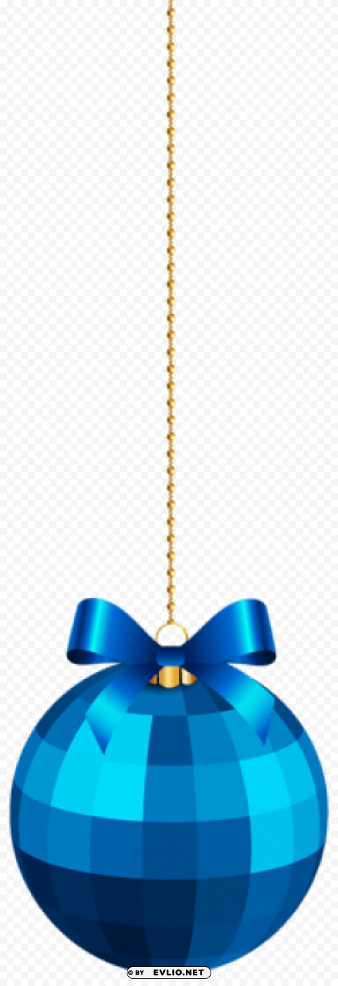 hanging blue christmas ball with bow Isolated Subject with Clear PNG Background