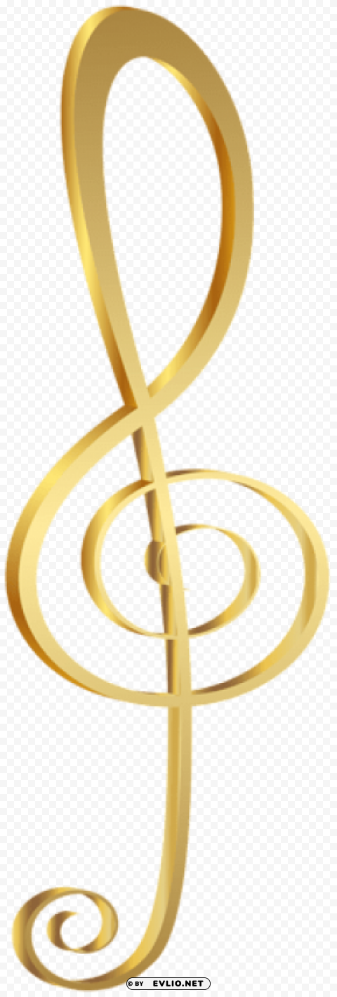 golden treble clef Transparent Background Isolation in PNG Image