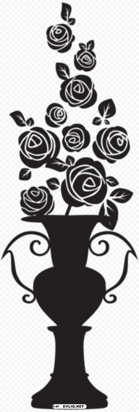 vase with roses silhouette Isolated Item on HighResolution Transparent PNG