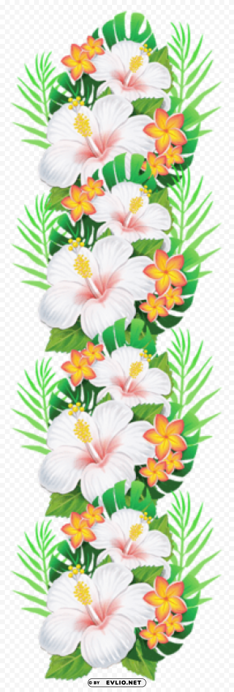 white exotic flowers decoration Transparent PNG images set