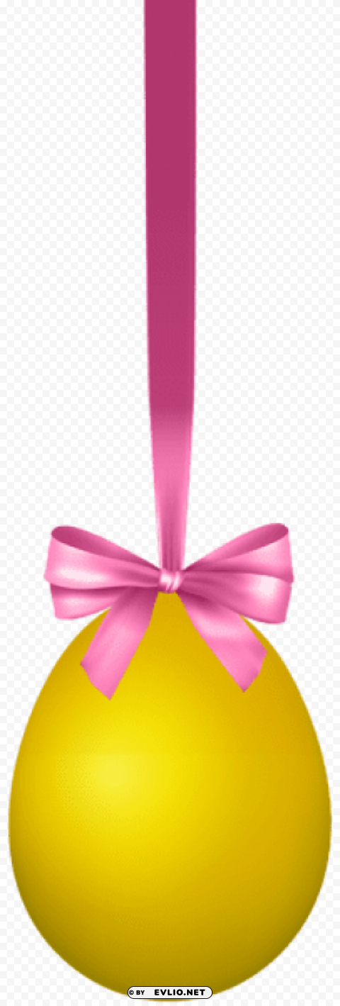 yellow hanging easter egg with bow transparent PNG files with no backdrop wide compilation