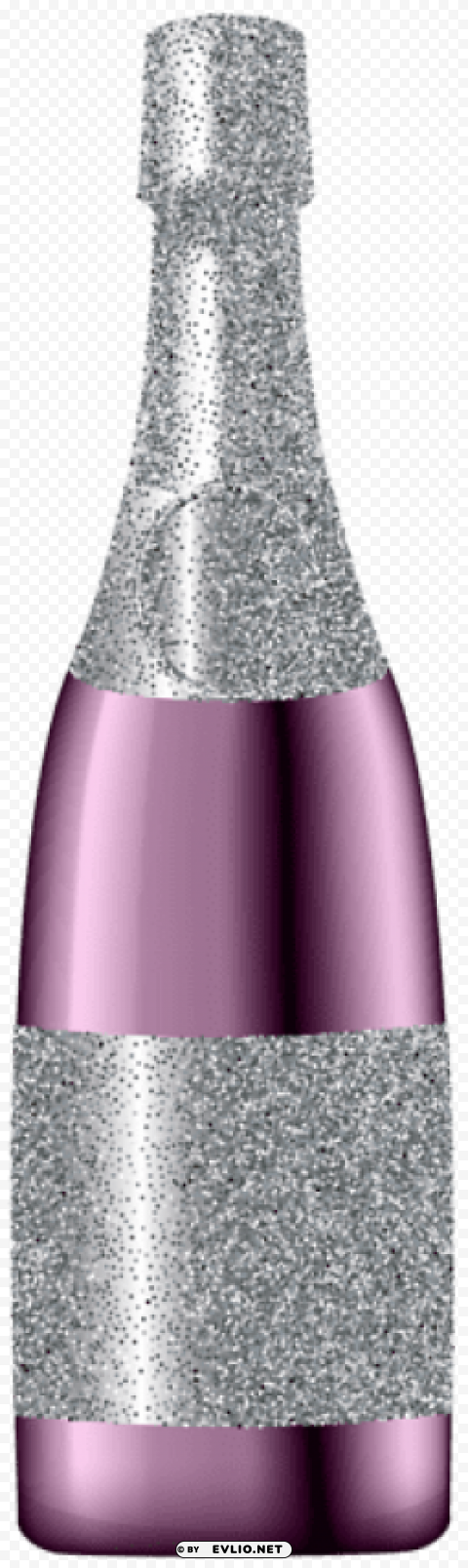 glitter champagne bottle pink Isolated Object on Transparent PNG
