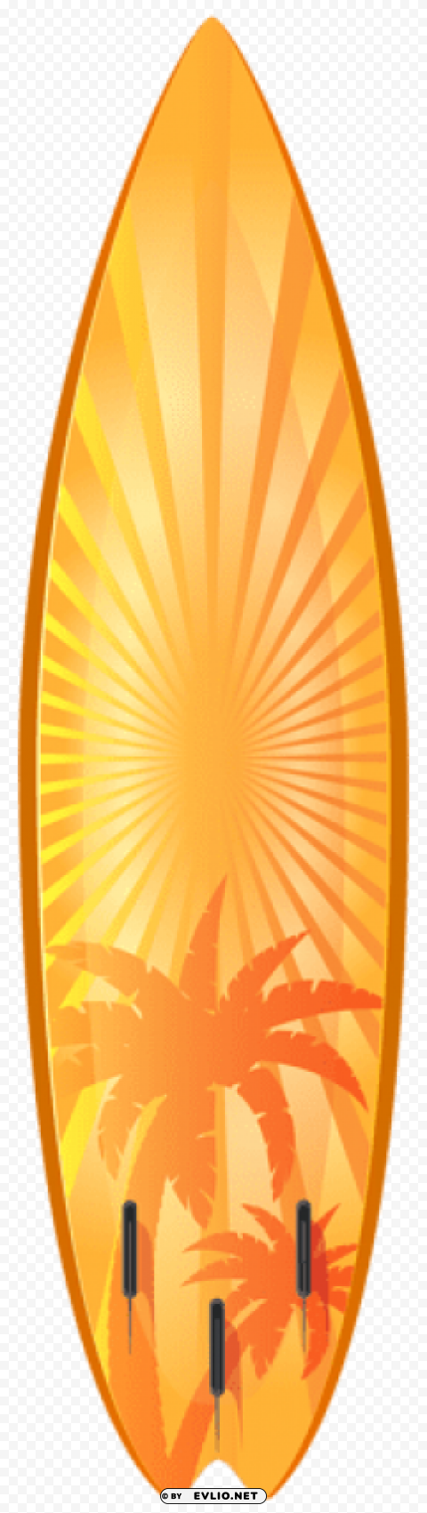 orange surfboard with palm trees PNG Image Isolated on Transparent Backdrop
