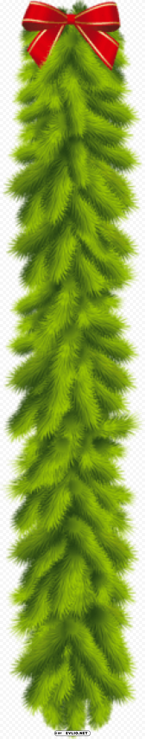transparent christmas pine garland with red bow Clear PNG image