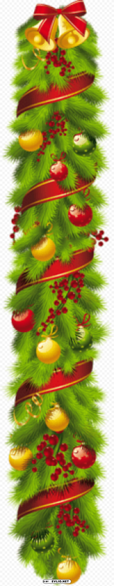 transparent christmas pine garland with ornaments Clear PNG graphics