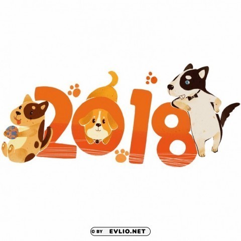 2018 new year Clean Background Isolated PNG Character